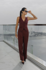 Fitted waistcoat, pinstripe on burgundy