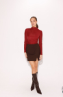 Pleated longsleeve top, burgundy