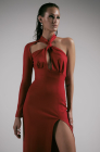 Open-back jersey dress, red
