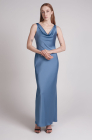 Backless dress, grey-blue