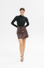 Skirt with a waist slit, burgundy