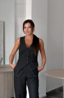 Fitted waistcoat, blue-brown