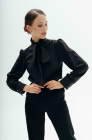 Bow detail blouse, black
