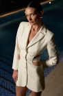 Cut-out waist blazer dress, milk white
