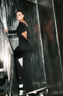 Open-back jumpsuit, black