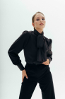 Bow detail blouse, black
