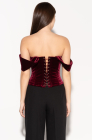 Velvet lace-up corset, burgundy