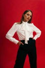 Bow detail blouse, ivory