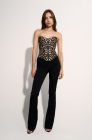 Zip-up corset top, animal print