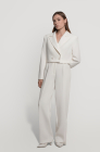 Cropped straight-cut blazer, milk white