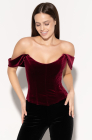 Velvet lace-up corset, burgundy