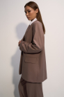 Oversized jacket with detachable collar, beige