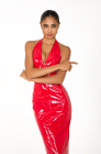 Patent dress, red