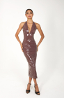 Patent dress, coffee
