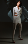 Cut-out waist blazer dress, milk white