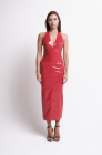 Patent dress, raspberry