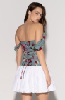 Corset dress, peony on green print