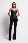 Zip-up corset top, black reptile