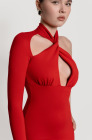 Open-back jersey dress, red