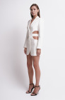 Cut-out waist blazer dress, milk white
