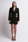 Cut-out waist blazer dress, black
