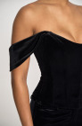 Velvet lace-up corset, black