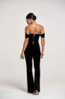 Velvet lace-up corset, black