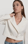 Cropped straight-cut blazer, milk white