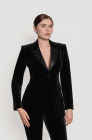 Velvet flared trousers, black