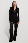 Relaxed lace trousers, black
