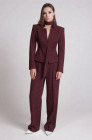 Tailored blazer with a faux tie accent, burgundy pinstripe