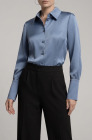 Blouse with relief, grey-blue