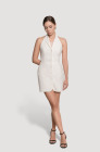 Tailored open-back vest dress, milk