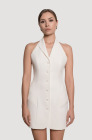 Tailored open-back vest dress, milk