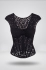 Lace corset top with peplum, black