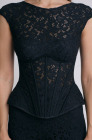 Lace corset top with peplum, black