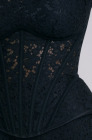 Lace corset top with peplum, black