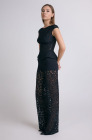 Lace corset top with peplum, black