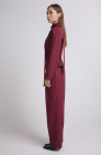 Tailored blazer with a faux tie accent, burgundy pinstripe
