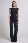 Lace corset top with peplum, black